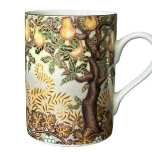 Vintage Dept 56 mug Enchanted Forest golden pears tree whimsical holiday 4”